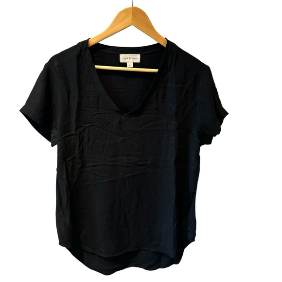 cloth & stone Tops - Anthropologie CLOTH & STONE Women Top Sz XS Black V-Neck Short Sleeve Rayon‎